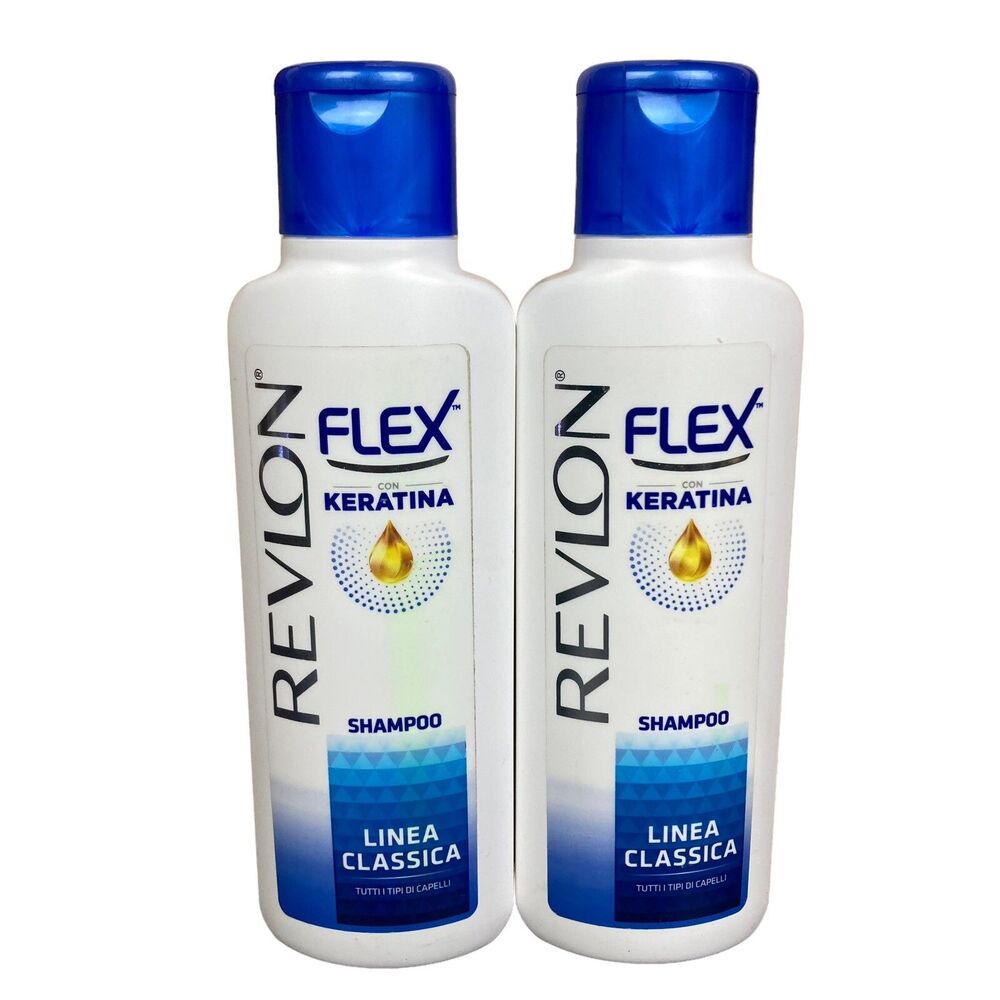 2 Pack Revlon Flex Keratin Protein Shampoo - Italian Import 400 ml - 13.5 Oz
